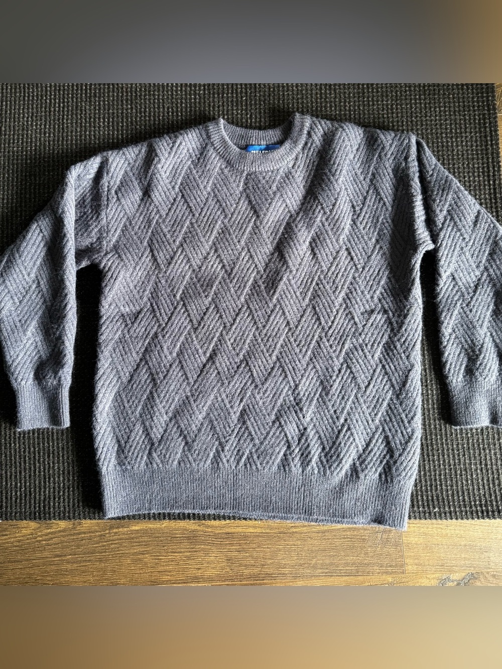 Aelfric Eden Men's Textured Crewneck Sweater in Blue